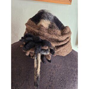 La Fenice Fine Hats Wool Blend Plaid Beret With Floral Accent Made In Italy